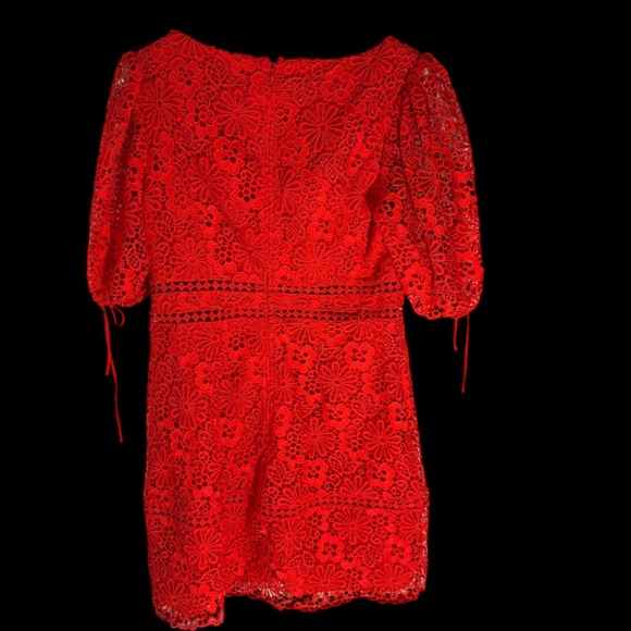ASOS Red Lace Tie Sleeve Mini Tea Dress Sz 12 - Picture 3 of 7